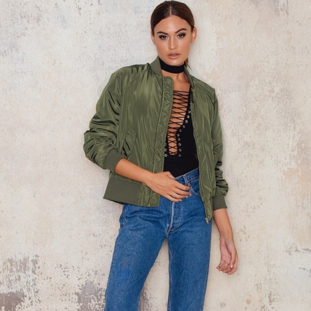 NA-KD Green Bomber Jacket